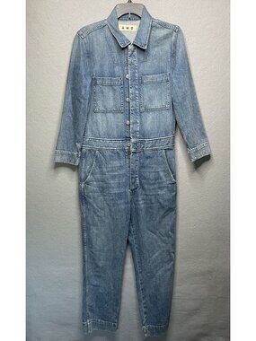 AMO Skip Denim From Anthropologie Jumpsuit Small Button-Up Pockets  Made In USA
